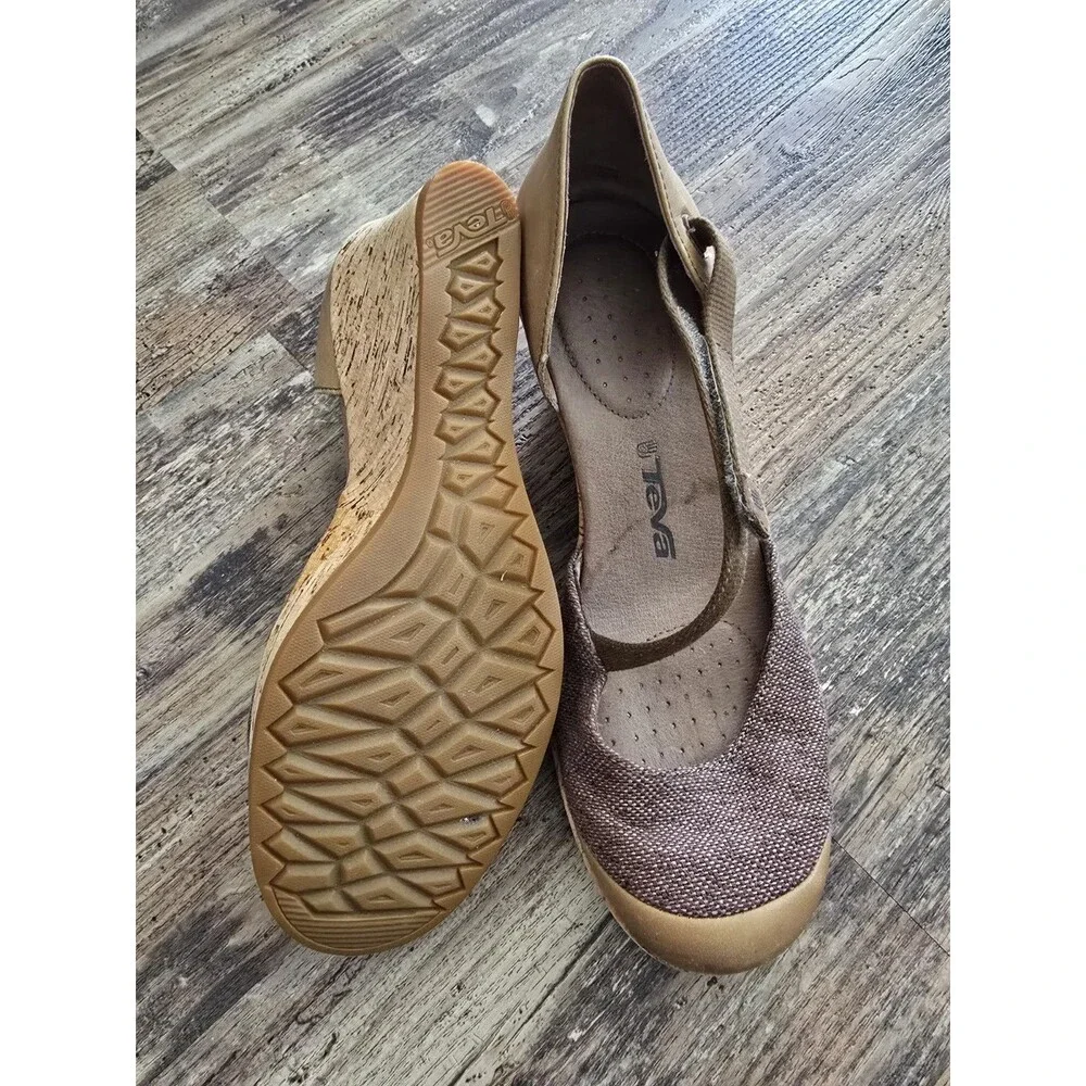 TEVA RIVIERA WEDGE MARY JANES BROWN CLOSED TOE SANDALS SHOES US 8.5 WOMENS